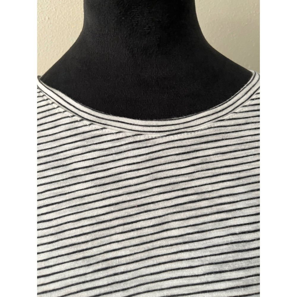 LANDS END Tunic Top Striped Crew Neck Women L White Black Casual Long Sleeve - Picture 2 of 5